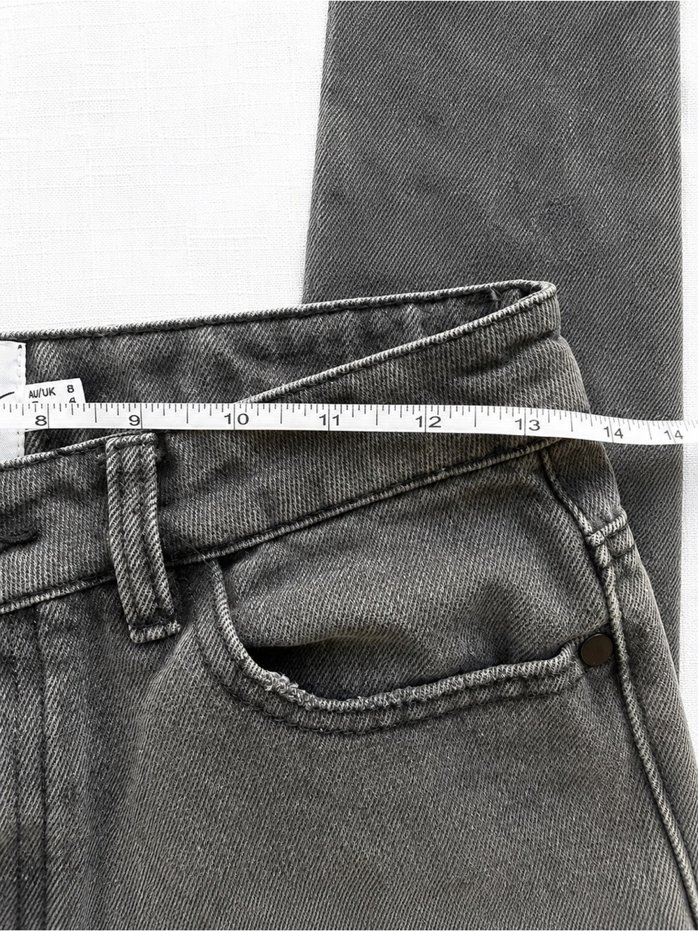 2000s Inspired Princess Polly Charcoal Gray Raw Hem Straight Leg Jeans Size 4 - Picture 4 of 6